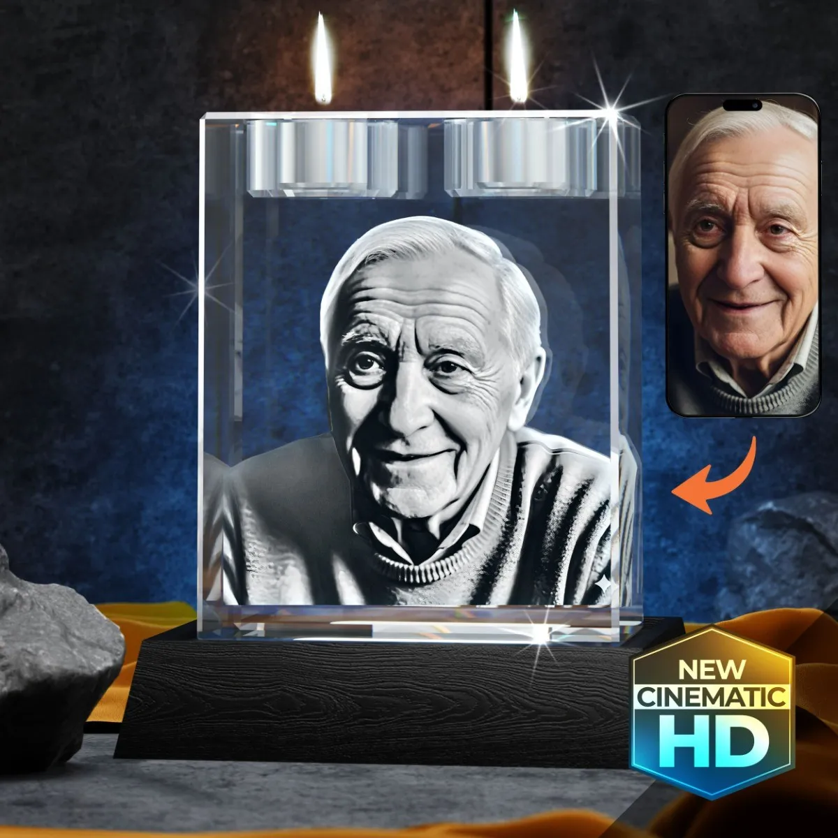 3D Crystal Grandpa Memories