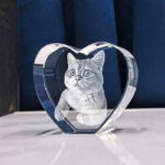 Cat in heart crystal