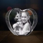 Dog and lady in heart crystal